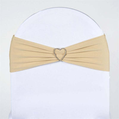 Beige chair sash with heart-shaped rhinestone buckle