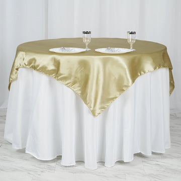 Champagne Square Smooth Satin Table Overlay 60"x60"