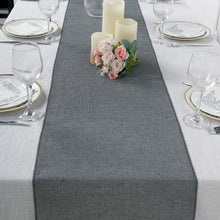 Boho Chic Rustic 14 Inch x 108 Inch Charcoal Gray Faux Jute Linen Table Runner