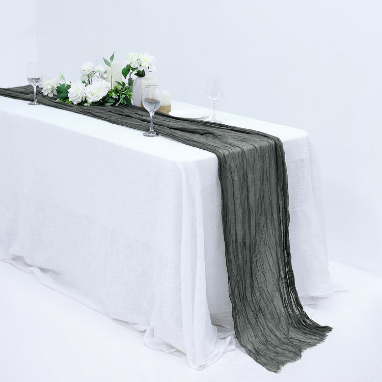 10 Feet Charcoal Gray Gauze Cheesecloth Table Runner
