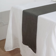 Charcoal Gray Linen Slubby Textured Wrinkle Resistant Table Runner 12 Inch x 108 Inch