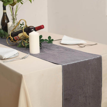 12"x108" | Charcoal Gray Premium Velvet Table Runner
