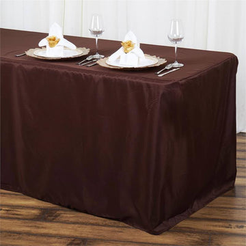 6ft Chocolate Fitted Polyester Rectangular Table Cover