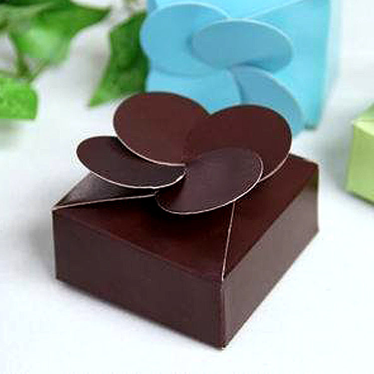 100 Pack | Chocolate Petal Twist Top Wedding Favor Gift Boxes#whtbkgd
