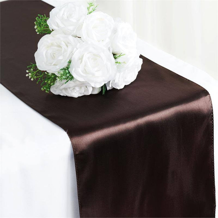 Chocolate Satin Table Runner 12 Inch x 108 Inch