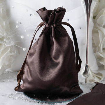 Chocolate Satin Wedding Party Favor Bags - Add Elegance to Your Event
