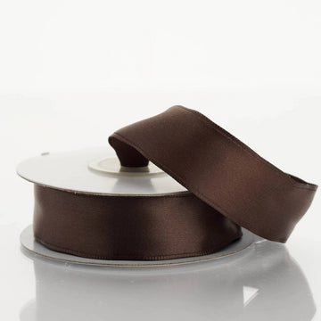 Chocolate Satin Wired Edge Ribbon 10 Yards 7/8"