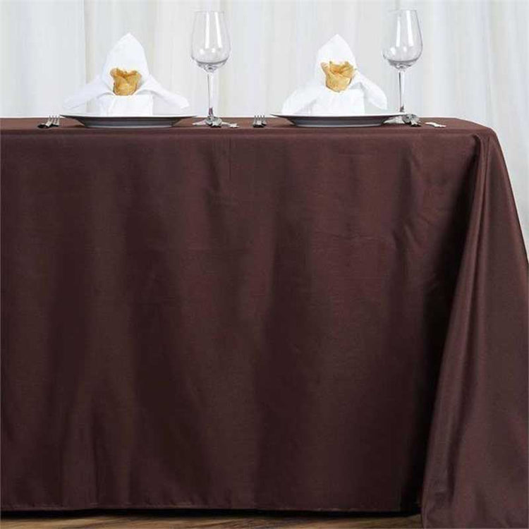 Chocolate Polyester Rectangle Tablecloth 72 Inch x 120 Inch