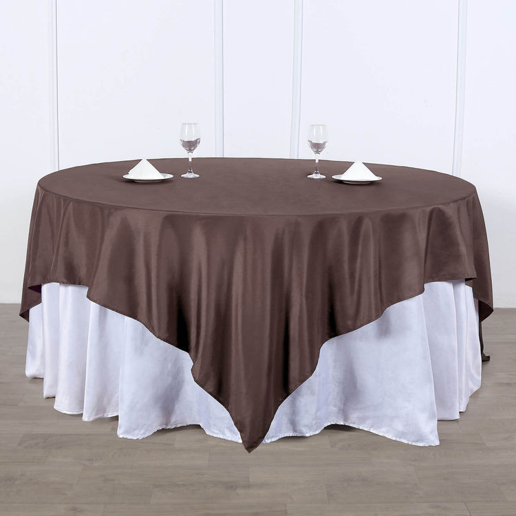 Charcoal Gray Polyester Table Overlay 90 Inch Square