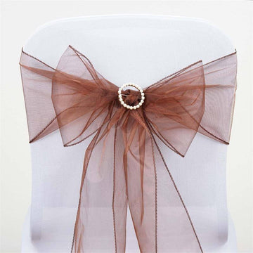 Add Elegance to Your Event with Chocolate Sheer Organza Chair Sashes