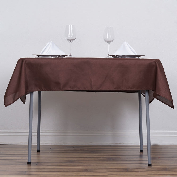 Square Chocolate Polyester Tablecloth 54 Inch