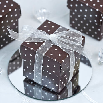 100 Pack | 2" Chocolate/White Polka Dot Party Favor Candy Gift Boxes