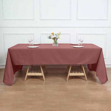 Cinnamon Rose Seamless Polyester Rectangle Tablecloth, Reusable Linen Tablecloth 72"x120"