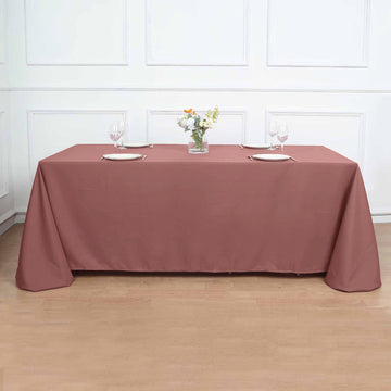 90"x132" Cinnamon Rose Seamless Polyester Rectangular Tablecloth