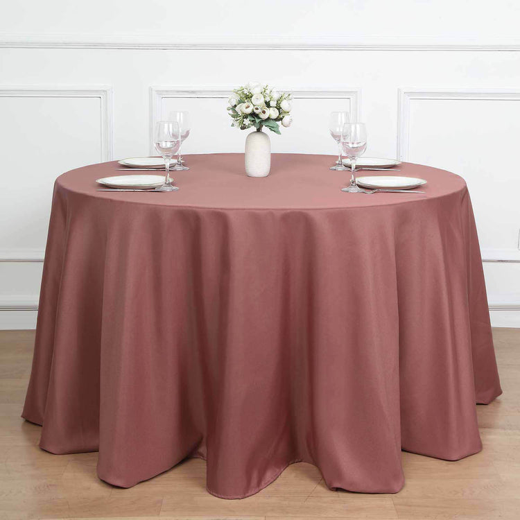 120 Inch Polyester Cinnamon Rose Seamless Round Tablecloth