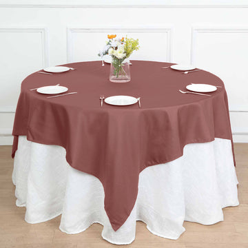 Elevate Your Event with the Cinnamon Rose Seamless Polyester Square Table Overlay
