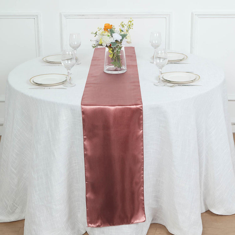 12inch x 108inch Cinnamon Rose Seamless Satin Table Runner#whtbkgd