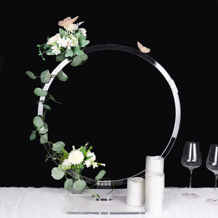 26 Inch Round Clear Acrylic Table Wedding Arch Hoop Stand Wreath