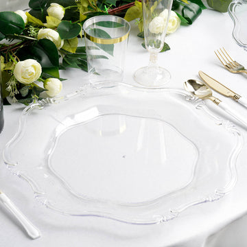 Clear Baroque Scalloped Acrylic Plastic Charger Plates