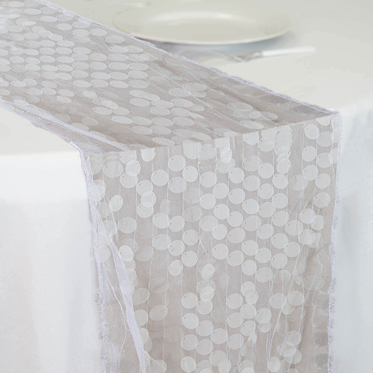 Clear Big Payette Sequin Table Runner 13 Inch x 108 Inch