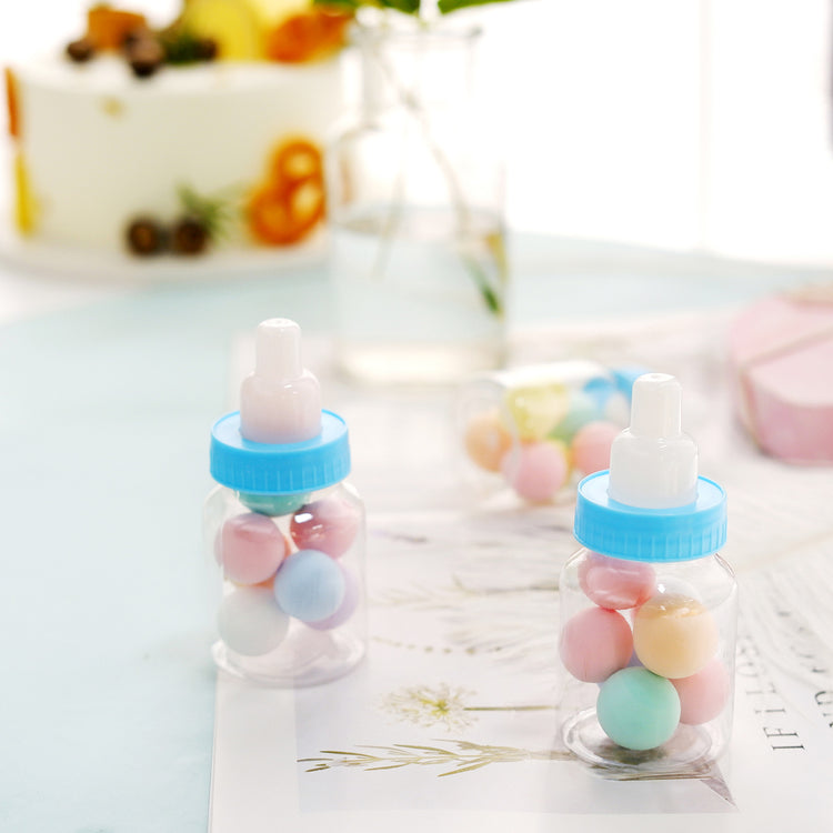 Blue 3.5 Inch Baby Bottle Baby Shower Treat Candy Gift Container 12 Pack