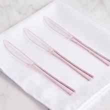 Blush Rose Gold Glittered Heavy Duty Clear Plastic Knives 7 Inch Set Of 25