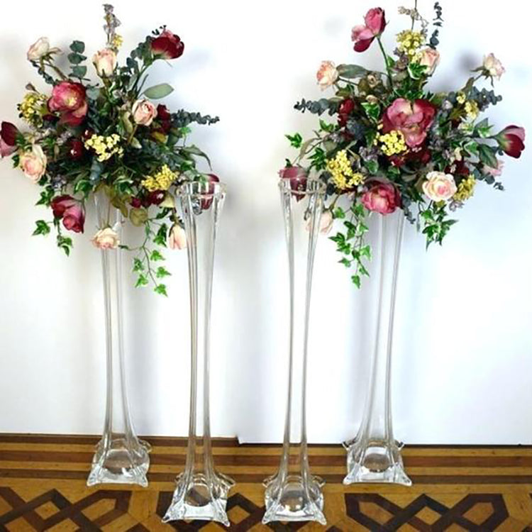 12 Pack 16 Inch Clear Flower Vase Glass Eiffel Tower