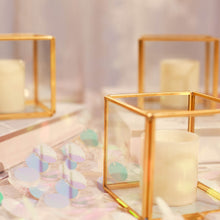 Clear Glass Cube Tealight Holder With Gold Rim 3 Inch Square