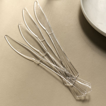 Clear Heavy Duty Plastic Knives for Elegant and Sophisticated Events
