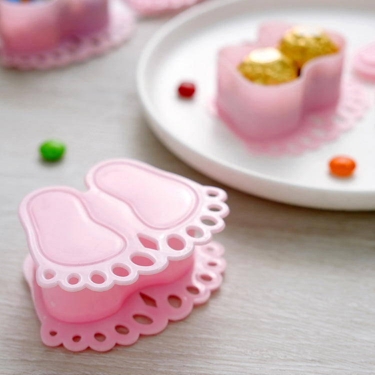 Pink 3.5 Inch Baby Feet Baby Shower Treat Candy Gift Container 12 Pack