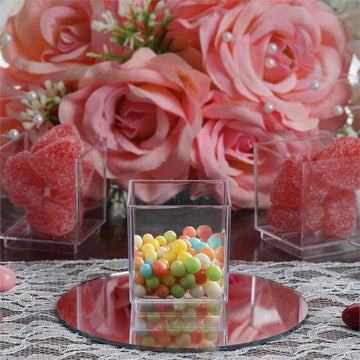 12 Pack Clear Plastic Food Grade Favor Candy Box, Disposable Wedding Dessert Cube 2"x2"x2"