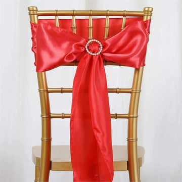 5 Pack Coral Satin Chair Sashes 6"x106"