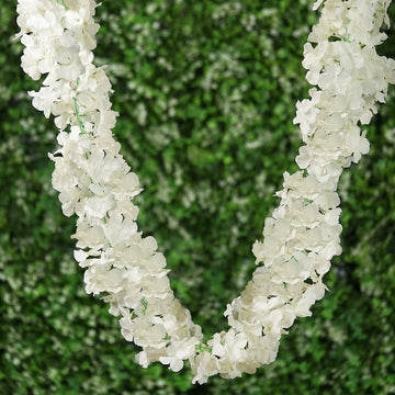 Cream Artificial Silk Hydrangea Hanging Flower Garland Vine 7ft