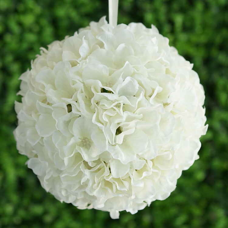 4 Packs Of 7 Inch Cream Artificial Silk Hydrangea Kissing Flower Balls