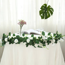 6 Feet Artificial Silk Roses Cream 20 Hanging Vines Flower Garland 