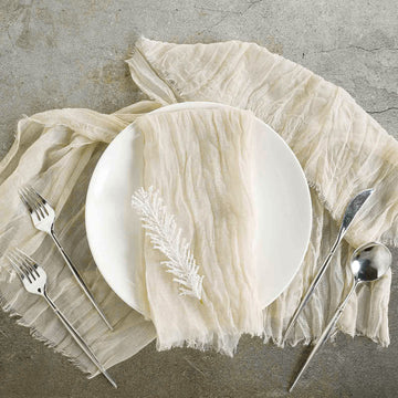 5 Pack | Cream Gauze Cheesecloth Boho Dinner Napkins | 24"x19"