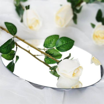 24pcs Cream Long Stem Artificial Silk Roses Flowers 31"