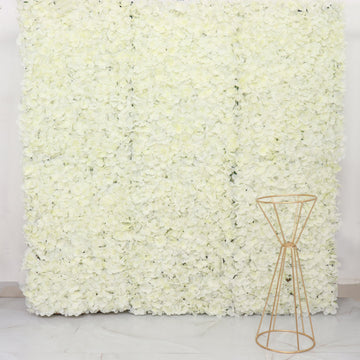 11 Sq ft. | Cream UV Protected Hydrangea Flower Wall Mat Backdrop - 4 Artificial Panels