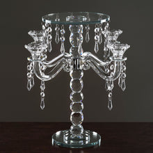 Gemcut Chandelier Pedestal Centerpiece 15 Inch Crystal Glass 4 Arm Candelabra Taper Candle Holders