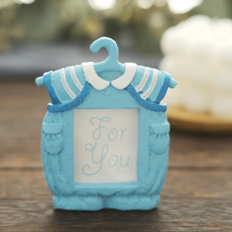 Cute 4inch Newborn Baby Boy Blue Clothes Resin Party Favors Picture Frame, Baby Shower Gender 