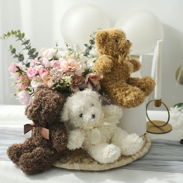 Ivory and Natural Plush Stuffed Teddy Bears for Party Decorations