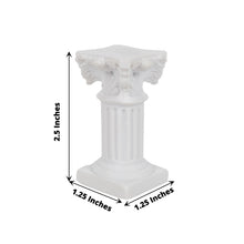 White Resin Antique Roman Column Pillar Style Pedestal Candle Holders Resin 2.5 Inch 