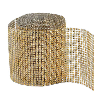 DIY Craft Decor with the Shiny Gold Diamond Rhinestone Ribbon Wrap Roll