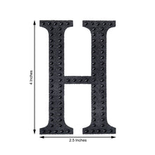 Decorative 4 Inch Black Rhinestone Alphabet Letter H Stickers 