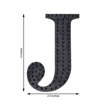 Decorative 4 Inch Black Rhinestone Alphabet Letter J Stickers 