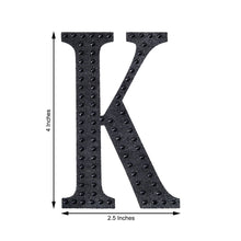 Decorative 4 Inch Black Rhinestone Alphabet Letter K Stickers 