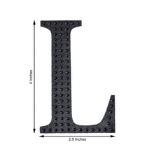 Decorative 4 Inch Black Rhinestone Alphabet Letter L Stickers 