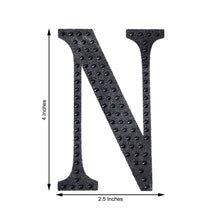 Decorative 4 Inch Black Rhinestone Alphabet Letter N Stickers 