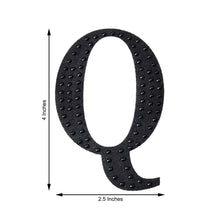 Decorative 4 Inch Black Rhinestone Alphabet Letter Q Stickers 