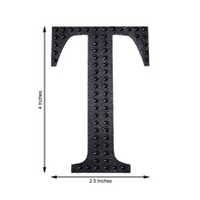 Decorative 4 Inch Black Rhinestone Alphabet Letter T Stickers 